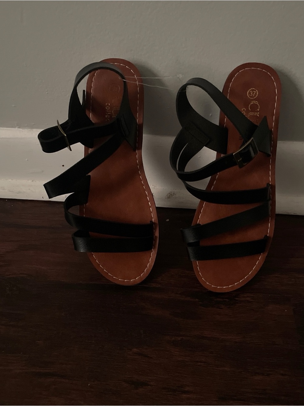 Black Strappy Women's Sandals - Classic Summer Flat